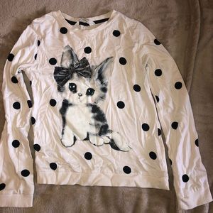 Polka Dot Sweater with Kitten